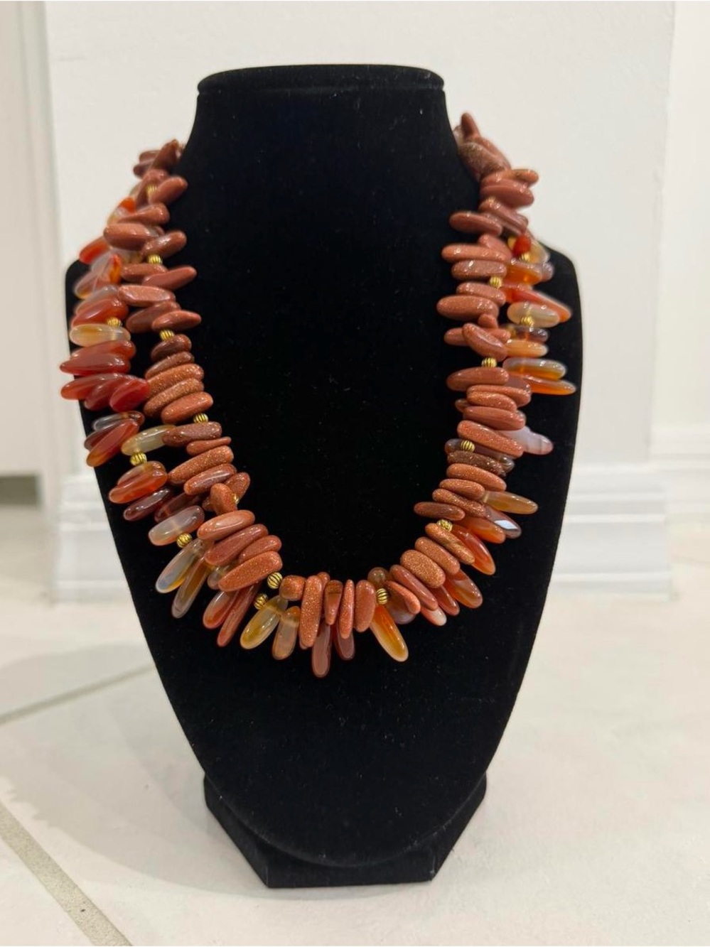 Goldstone and Carnelian Orange Statement Necklace